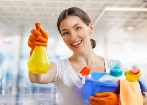 A cleaner preparing carpet care equipment for a SW1 appointment