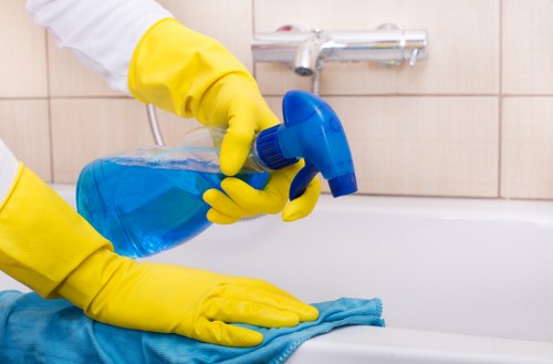 Office cleaning setup in a SW1 commercial workspace