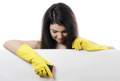 Domestic cleaning service working in a modern SW1 apartment