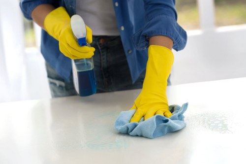 Professional office cleaner working in a Westminster area business premises